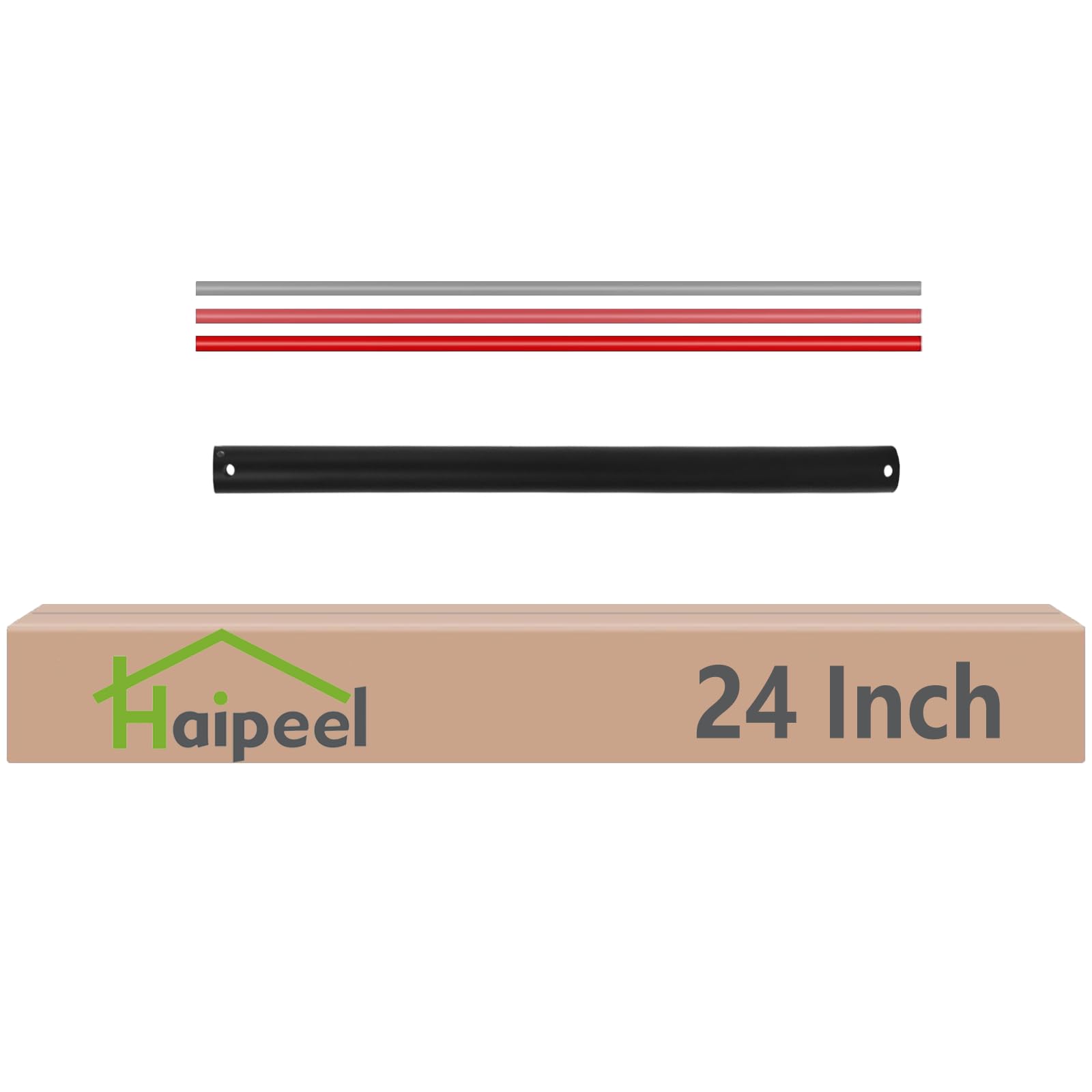 48 Inch Ceiling Fan Downrod Accessories with Extended Cord, 4 FT Black Downrod for Ceiling Fan, 1 Inch Outside Diameter for a Wide Range of Fans Not Threaded (Black)