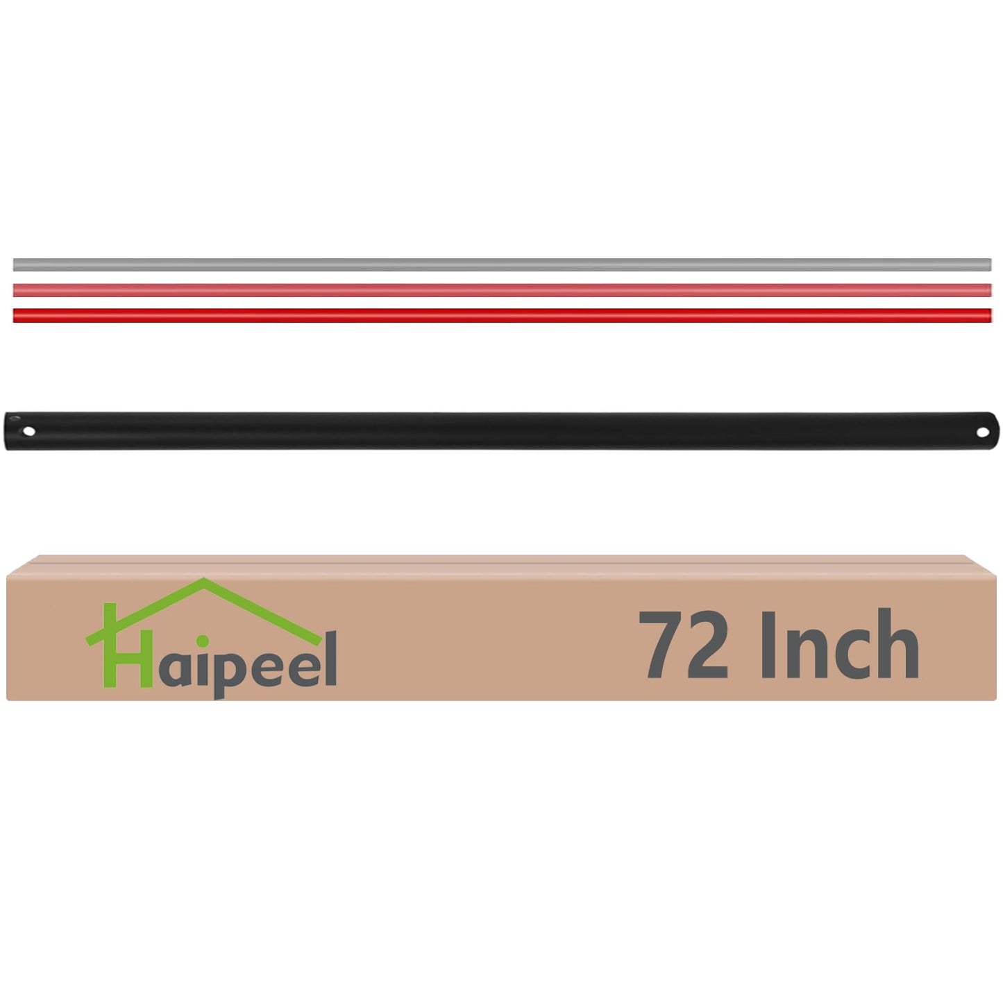 48 Inch Ceiling Fan Downrod Accessories with Extended Cord, 4 FT Black Downrod for Ceiling Fan, 1 Inch Outside Diameter for a Wide Range of Fans Not Threaded (Black)