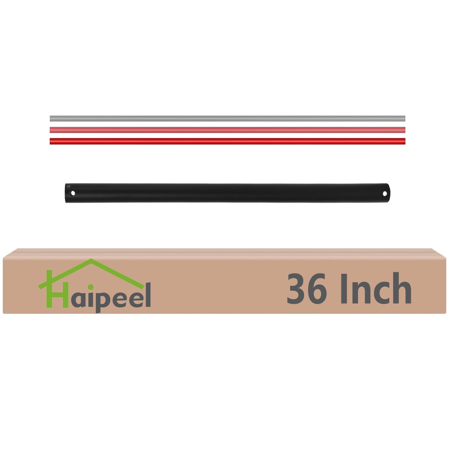 48 Inch Ceiling Fan Downrod Accessories with Extended Cord, 4 FT Black Downrod for Ceiling Fan, 1 Inch Outside Diameter for a Wide Range of Fans Not Threaded (Black)