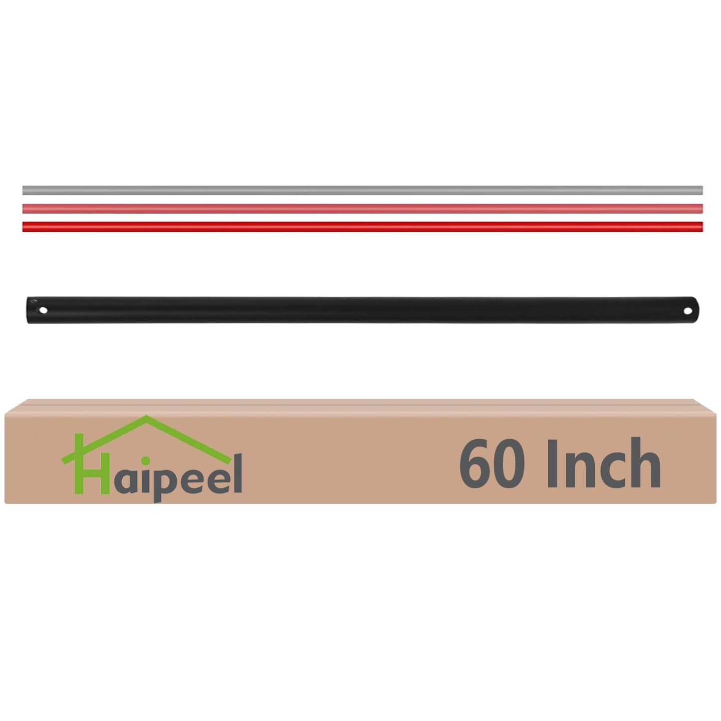 48 Inch Ceiling Fan Downrod Accessories with Extended Cord, 4 FT Black Downrod for Ceiling Fan, 1 Inch Outside Diameter for a Wide Range of Fans Not Threaded (Black)