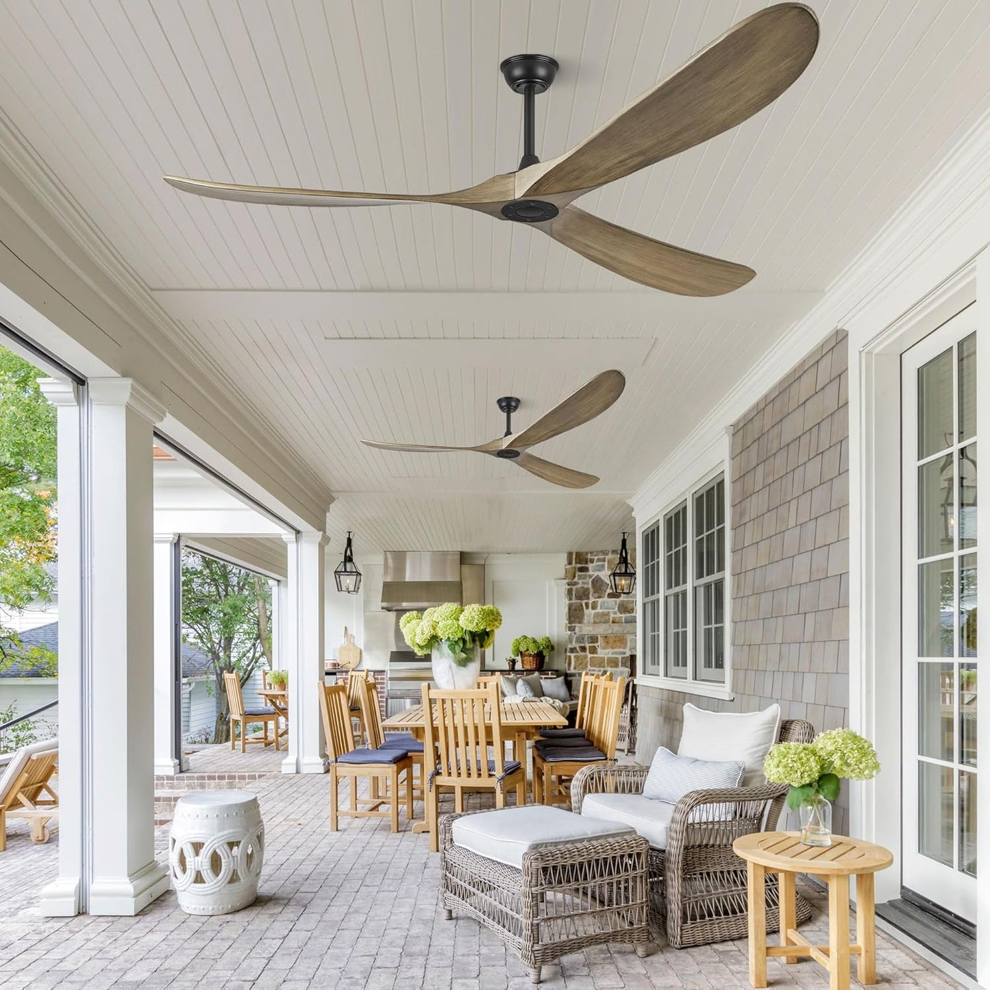 72 Inch Ceiling Fans without Lights, 72" Wood Large Ceiling Fan no Light with Remote Control, Indoor Outdoor Ceiling Fan no Light Propeller for Patios Farmhouse Garage High cfm, Bronze Gray