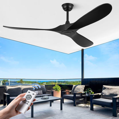 ABZ Ceiling Fan without Light - 84 inch Solid Wood Blades Ceiling Fan no Light with Remote Control for Outdoor Indoor Patio Bedroom Living Room Farmhouse, Silver & Walnut