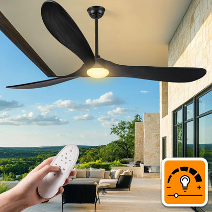 72 Inch Ceiling Fans with Lights, Wood Outdoor Ceiling Fan with Light and Remote Control Propeller Modern Large Ceiling Fans for Patios Gazebo Farmhouse Indoor Quiet High cfm ETL, Dark Walnut