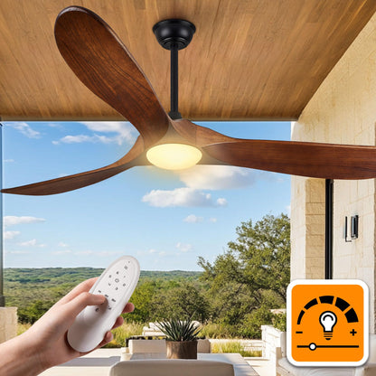 72 Inch Ceiling Fans with Lights, Wood Outdoor Ceiling Fan with Light and Remote Control Propeller Modern Large Ceiling Fans for Patios Gazebo Farmhouse Indoor Quiet High cfm ETL, Dark Walnut