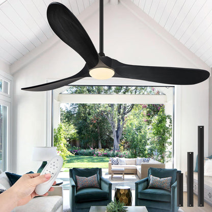 72 Inch Ceiling Fans with Lights, Wood Outdoor Ceiling Fan with Light and Remote Control Propeller Modern Large Ceiling Fans for Patios Gazebo Farmhouse Indoor Quiet High cfm ETL, Dark Walnut