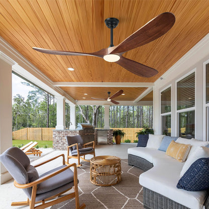 72 Inch Ceiling Fans with Lights, Wood Outdoor Ceiling Fan with Light and Remote Control Propeller Modern Large Ceiling Fans for Patios Gazebo Farmhouse Indoor Quiet High cfm ETL, Dark Walnut